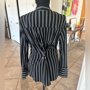 Kenneth Cole New York Black and White Striped Blouse